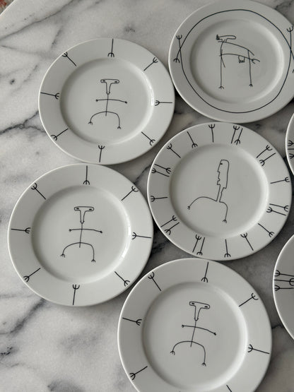 Set of 7 Vintage Vista Alegre Portugal “ Wacky” Lunch or Desert Plates