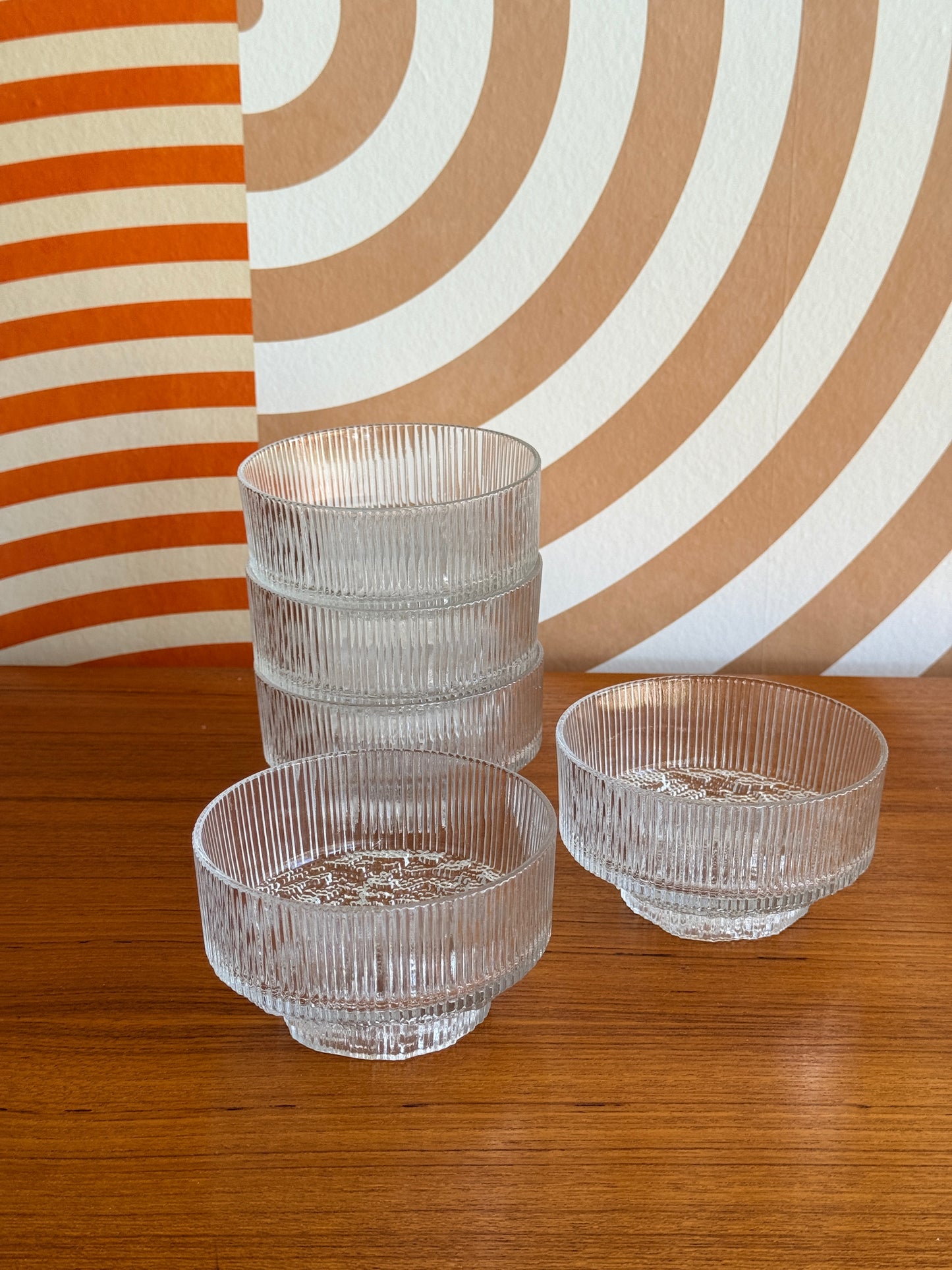 Vintage Ravenhead Topaz Glass Dessert Bowls 1970s