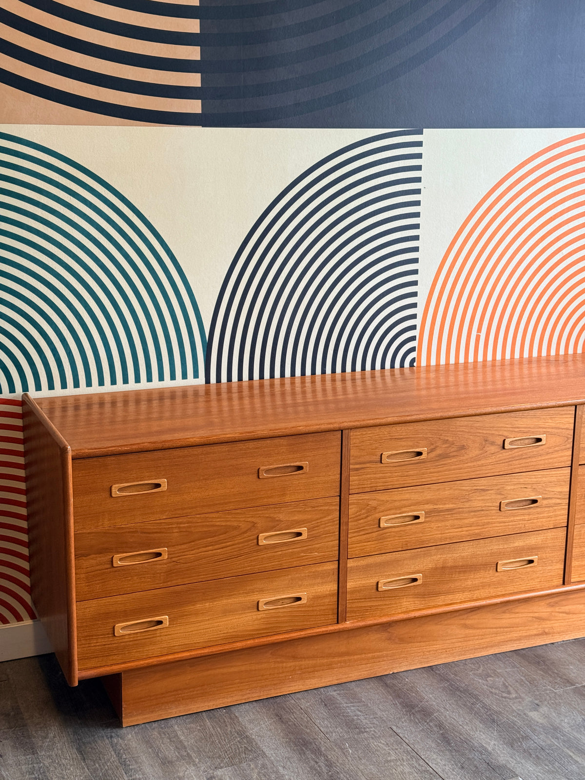 Vintage Teak 9 Drawer Dresser