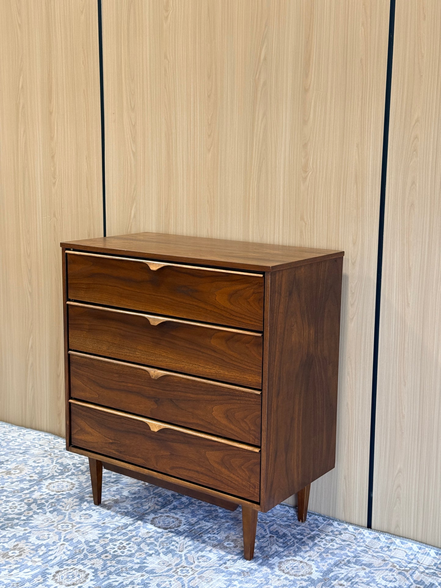 Vintage Walnut 4 Drawer Tallboy by Vic-Art