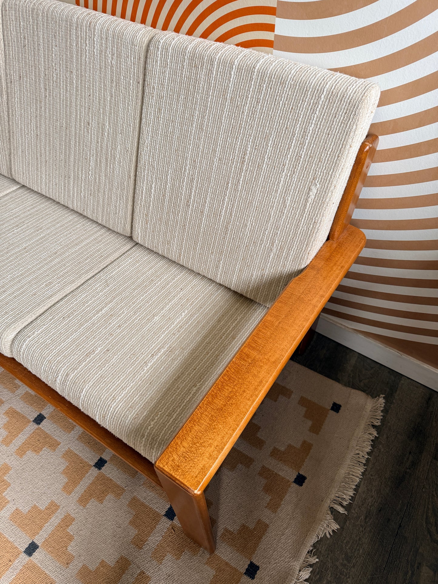 Vintage Mid-Century Modern Wood Frame Sofa