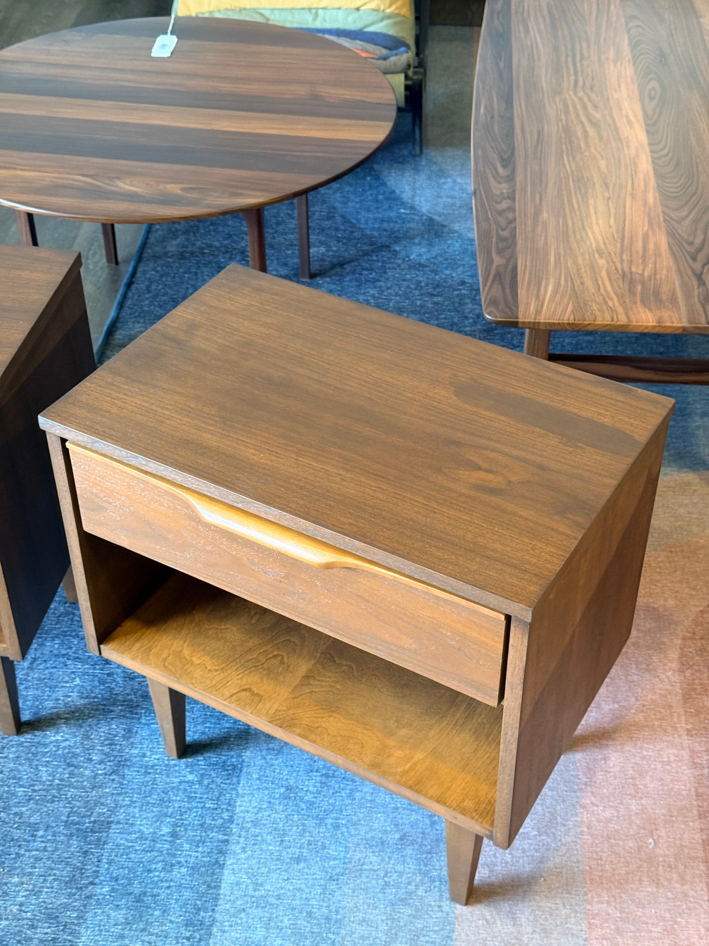 Pair of Vintage Walnut Nightstand Tables by Vic-Art