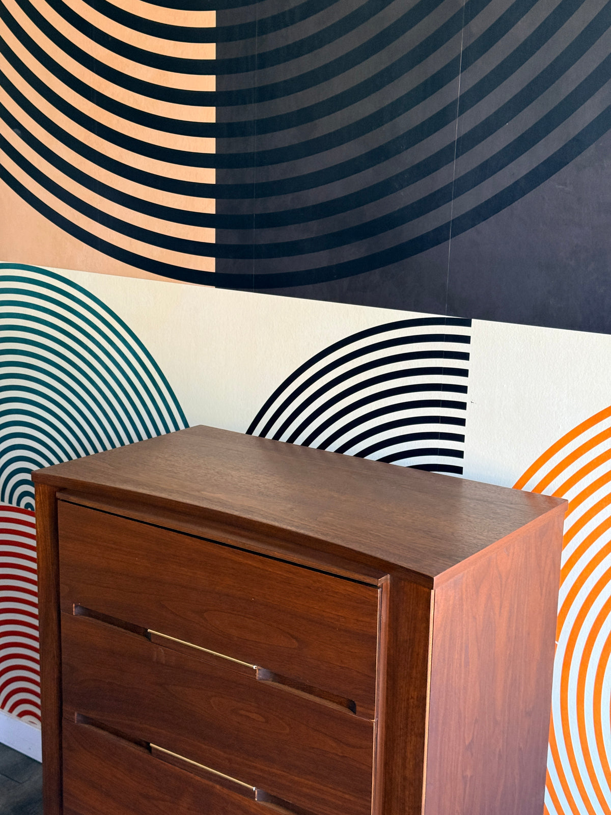 Vintage Walnut Tallboy Dresser by Viscol