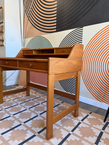 Danish Solid Teak Desk by John Mortensen for Dyrlund