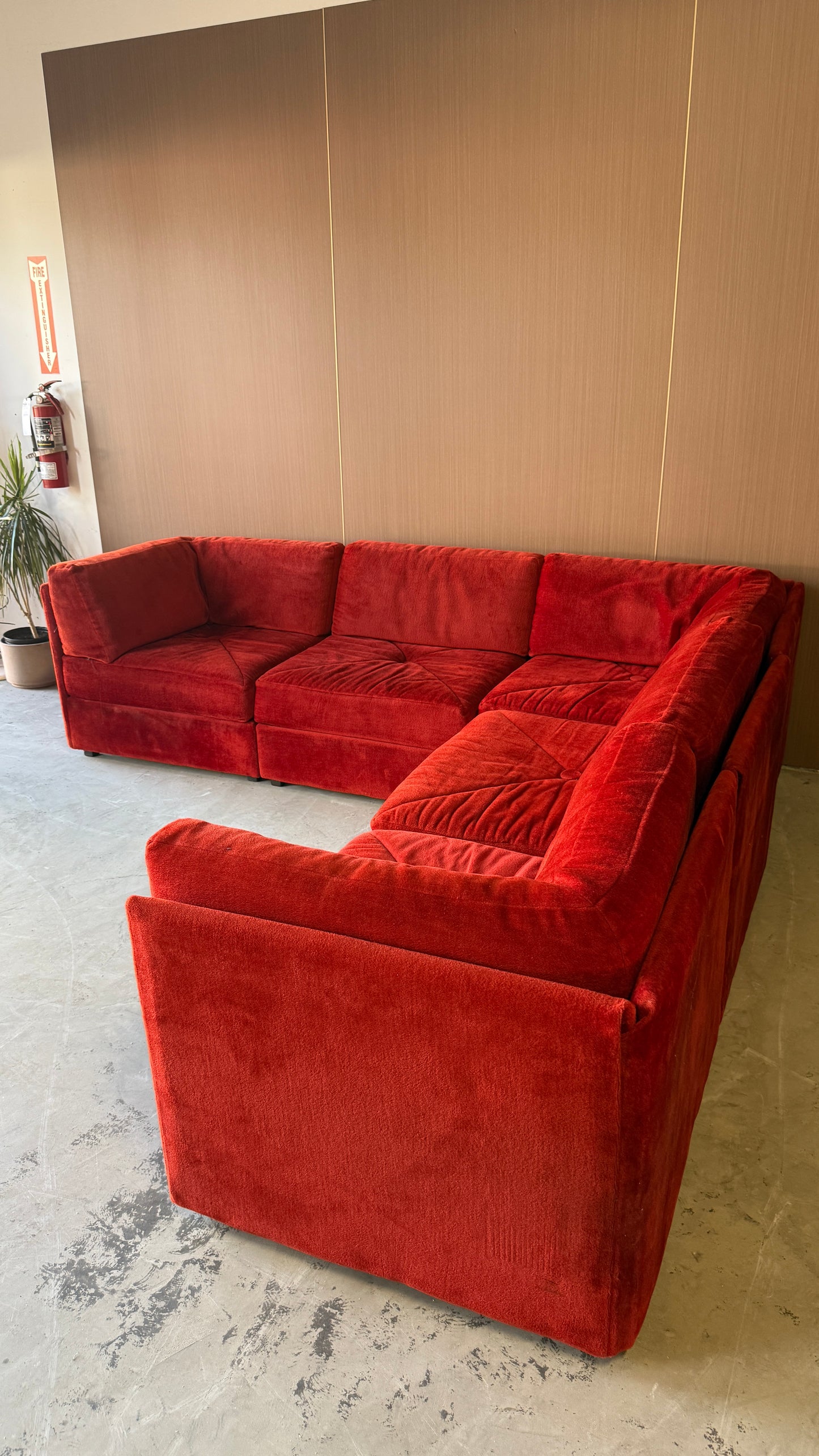 Vintage Red Modular Sectional Sofa