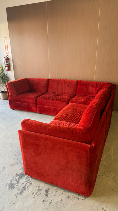 Vintage Red Modular Sectional Sofa