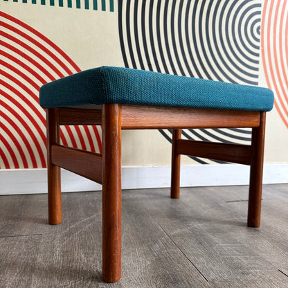 Vintage Teal Teak Stool