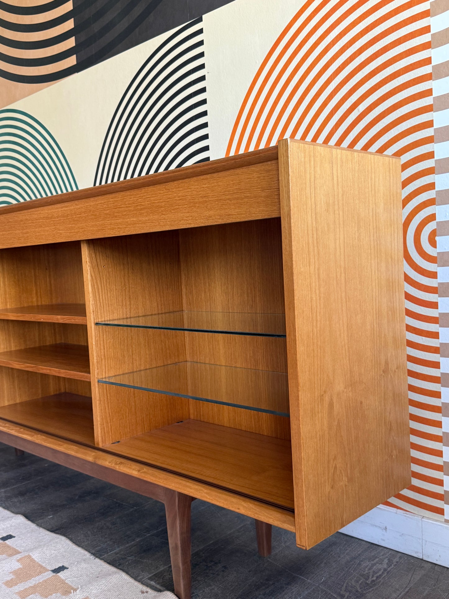Vintage Teak Media Console / Bookcase