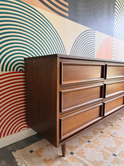Vintage 9 Drawer Walnut Dresser
