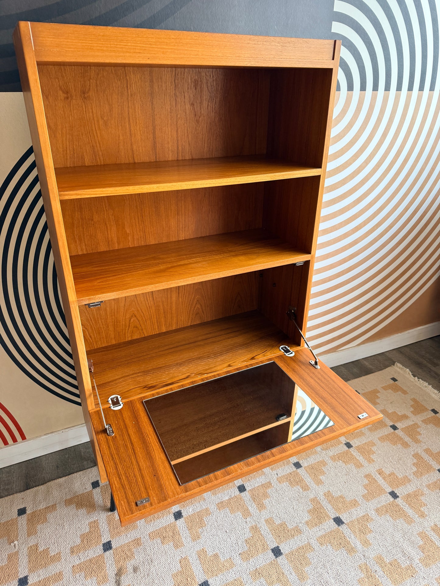 Vintage Teak Cabinet with a Drop-down Door
