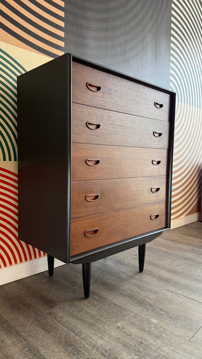 Vintage Teak Tallboy Dresser