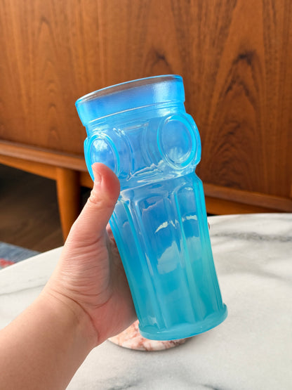 Vintage Wheaton Blue Opalescent Bullseye Drinking Glass/Vase