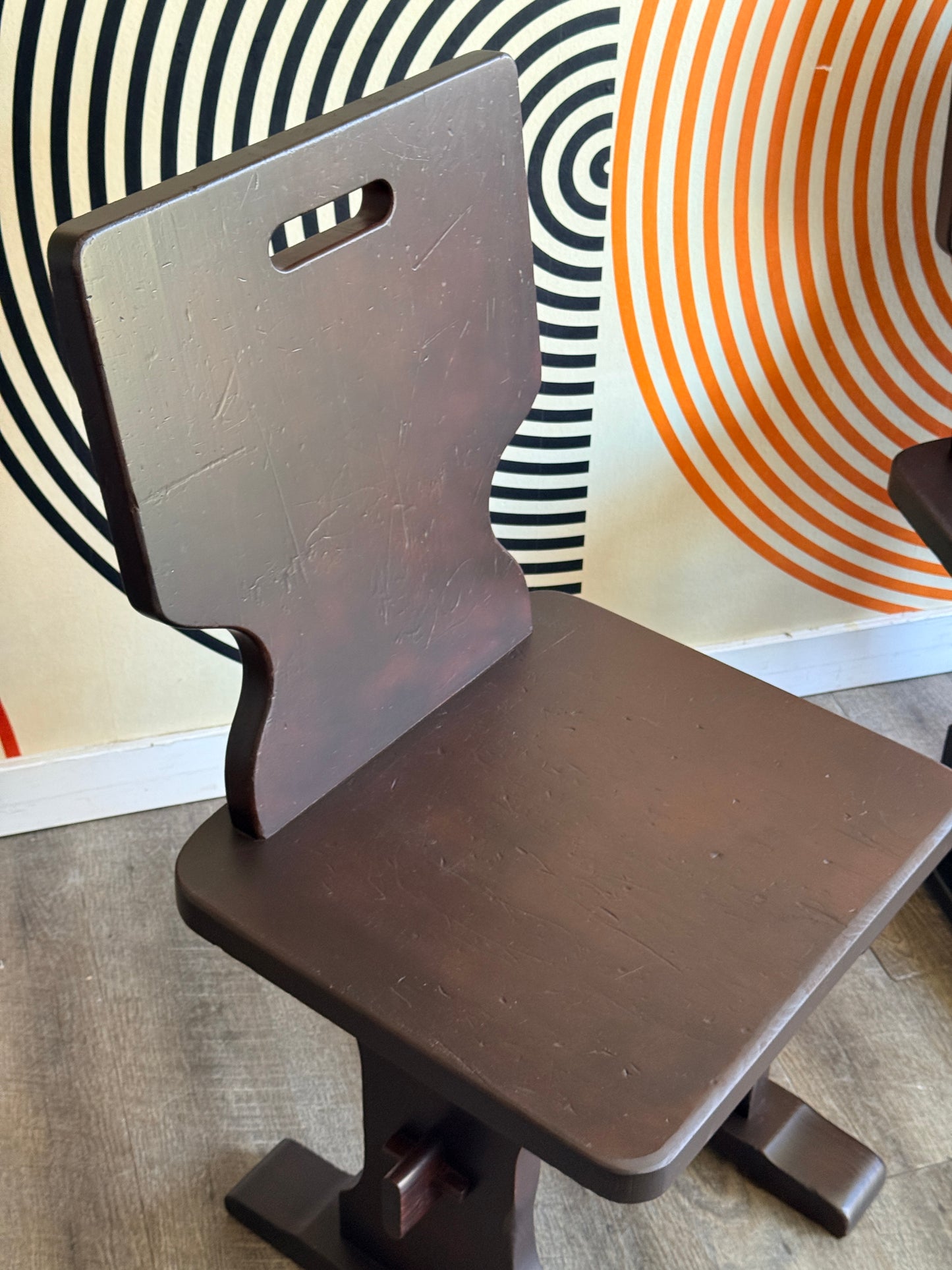 Vintage Brutalist Wooden Chairs