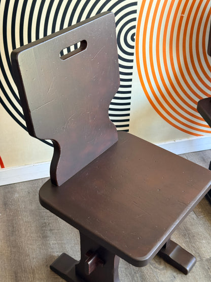 Vintage Brutalist Wooden Chairs
