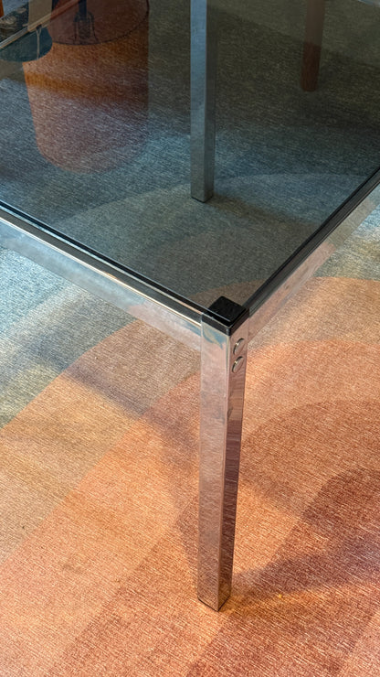 Vintage Chrome & Smoked Glass Side Table
