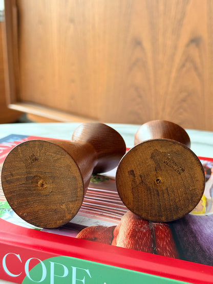 Pair of Danish Teak Candle Holders