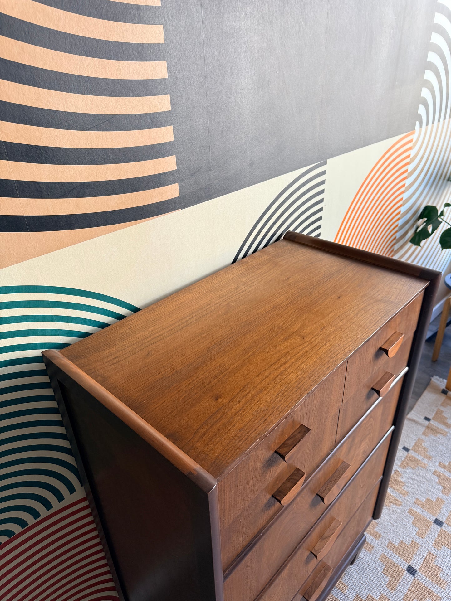 Vintage Walnut Tallboy Dresser