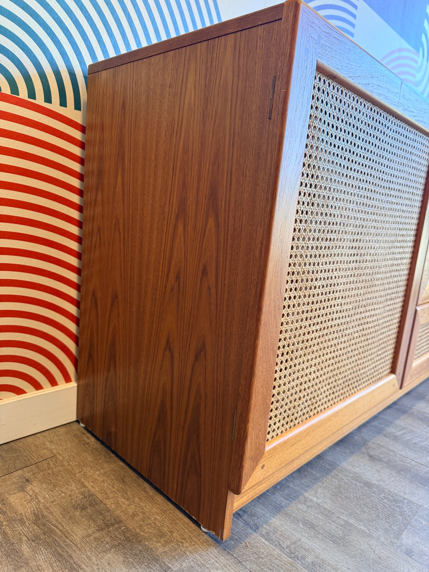 Danish Teak and Cane Credenza by Dyrlund