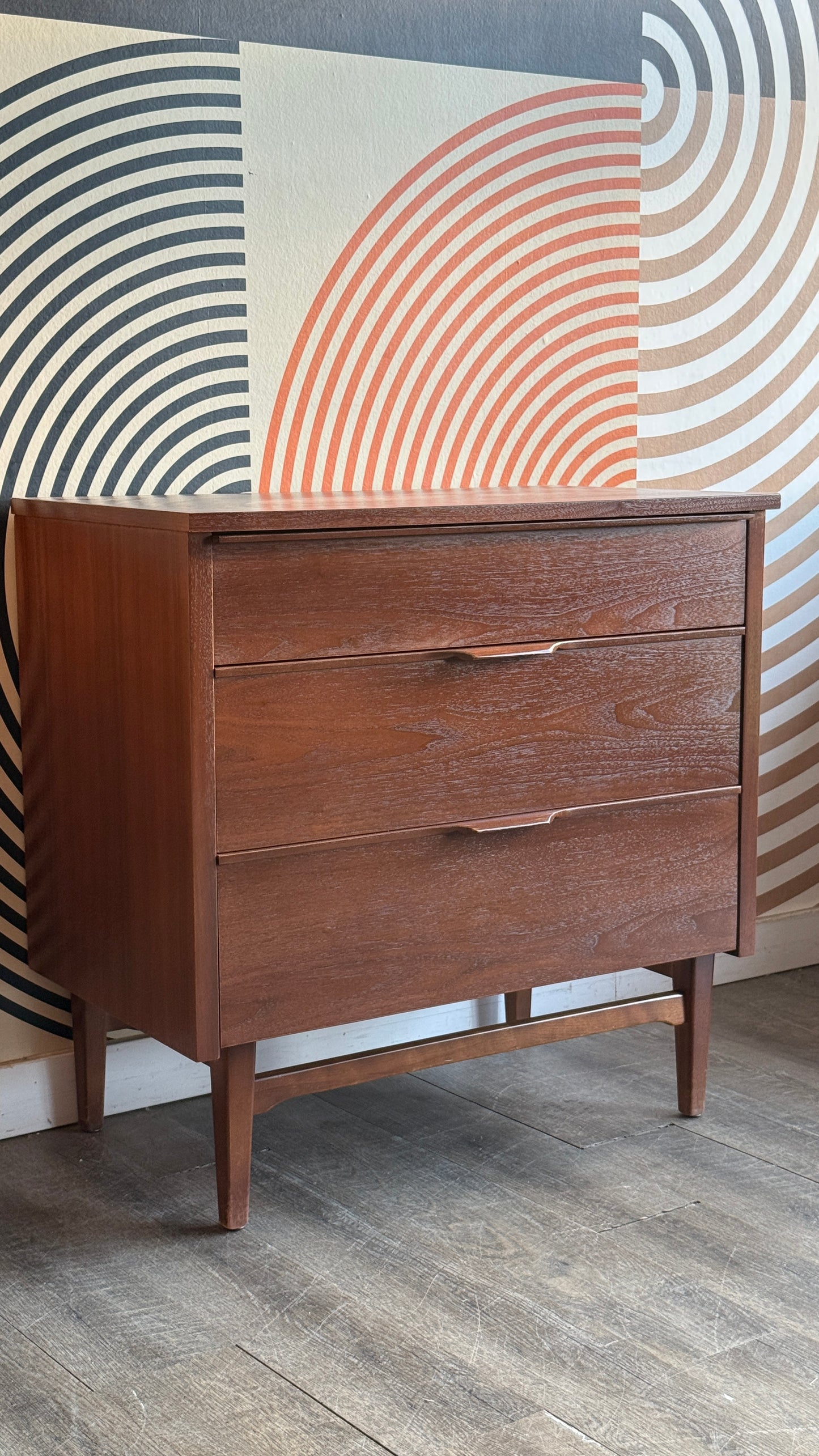 Vintage Walnut 3-Drawer Dresser