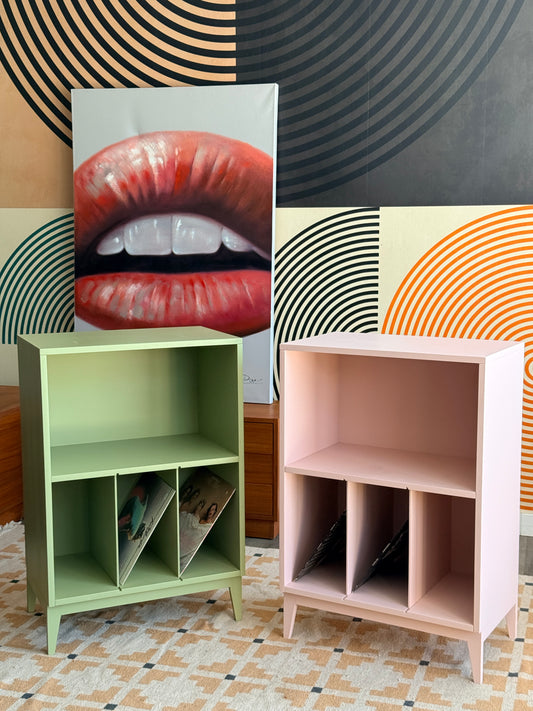 Custom Pink and Green Record Cabinet