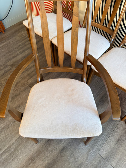 Set of 5 Vintage Walnut Dining Chairs