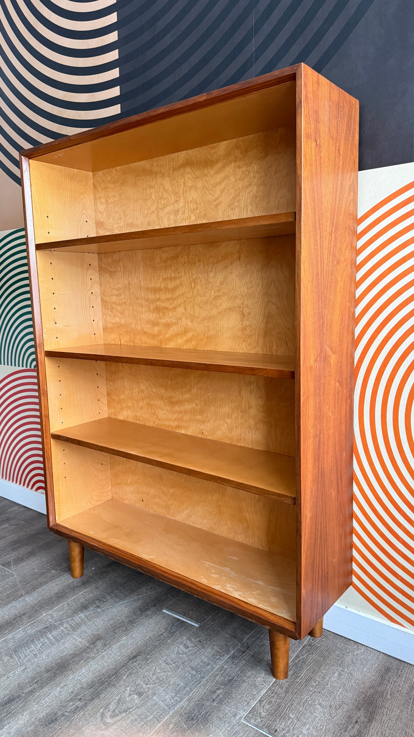 Tall Vintage Walnut Bookcase