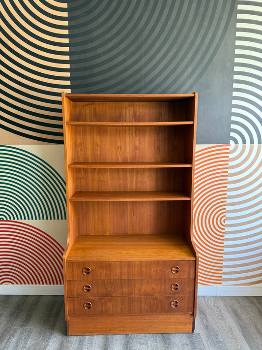 Vintage Teak Wall Unit with Drawers