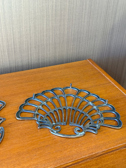 Vintage 1970s  Clamshell Trivets (Sold separately)