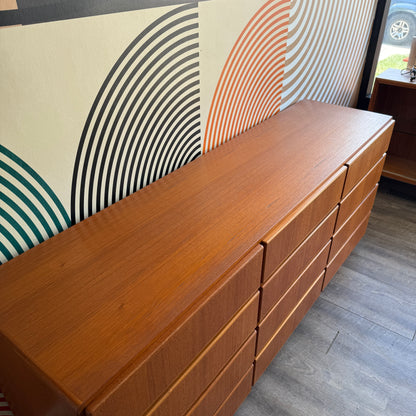 Danish Teak 12 Drawer Dresser by Komfort