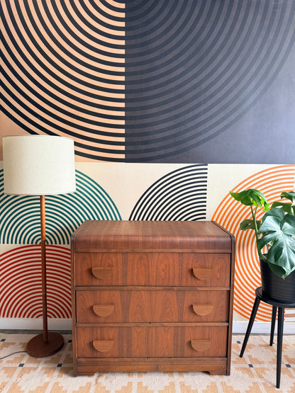 Art Deco Waterfall Walnut 3-Drawer Dresser