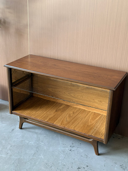 Vintage Walnut Display Open Cabinet