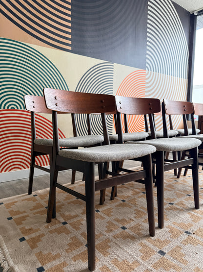 Set of 8 Teak and Beech Dining Chairs