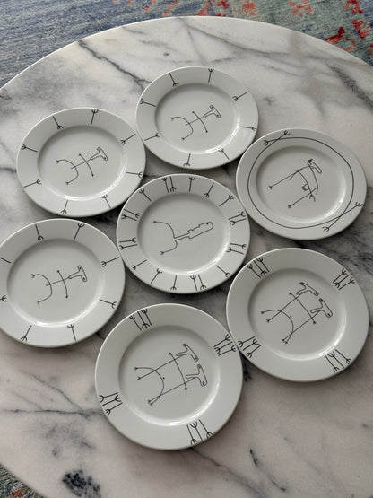 Set of 7 Vintage Vista Alegre Portugal “ Wacky” Lunch or Desert Plates