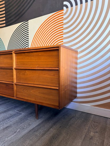 Vintage Walnut 9 Drawer Dresser