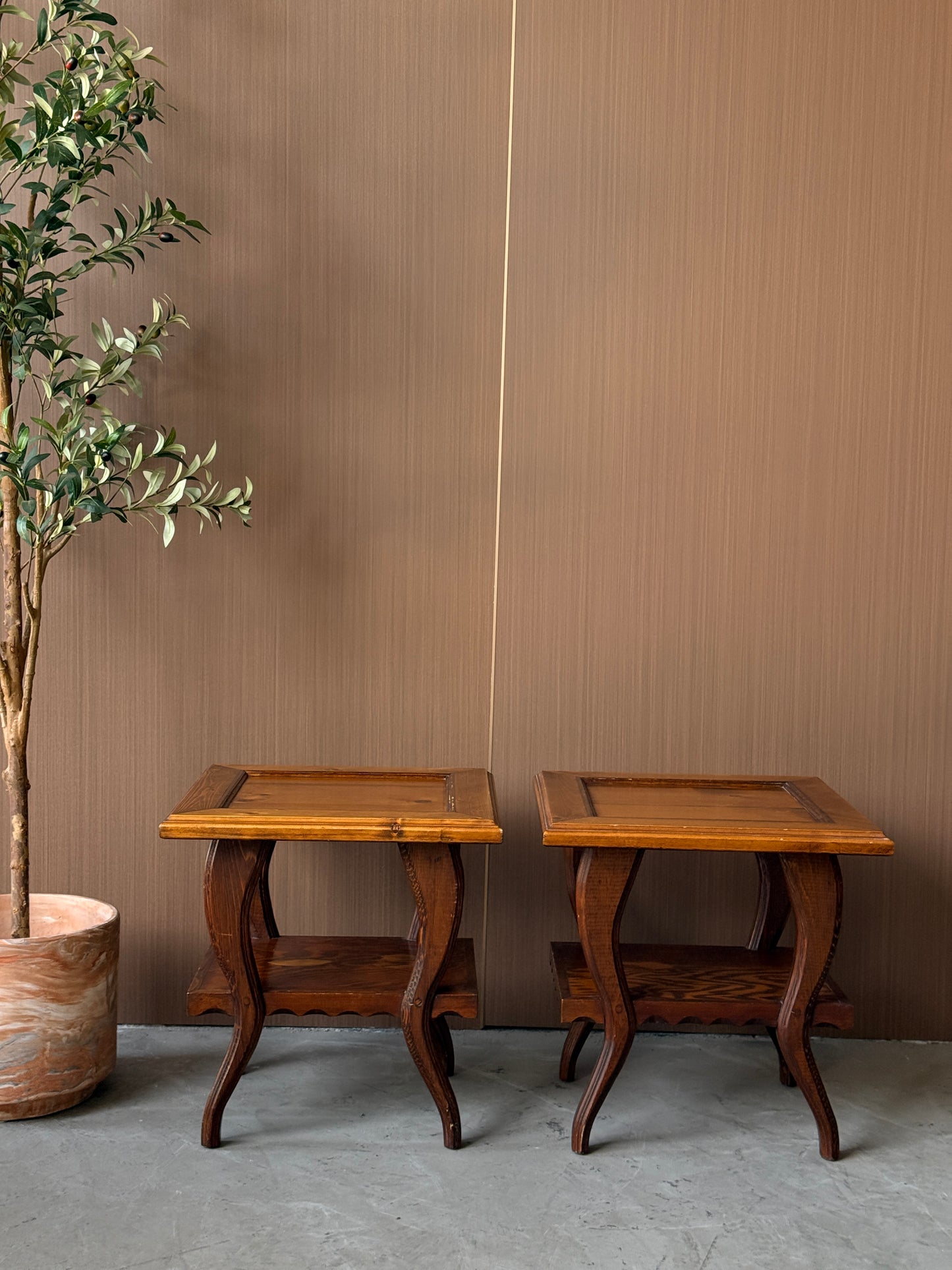 Vintage Wooden Side Tables (Pair)