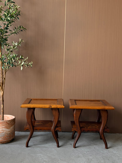 Vintage Wooden Side Tables (Pair)