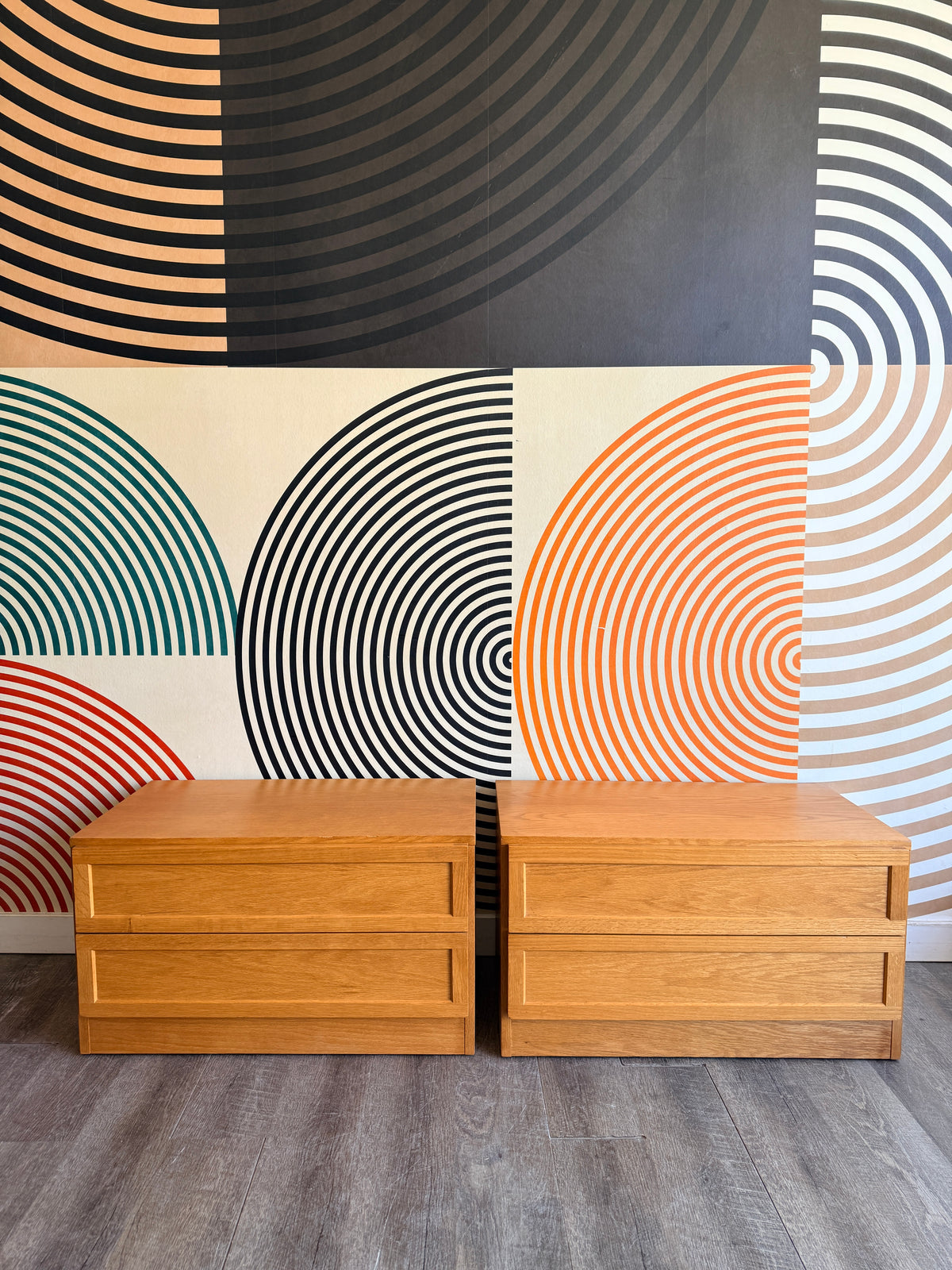 Pair of Vintage Oak Nightstands