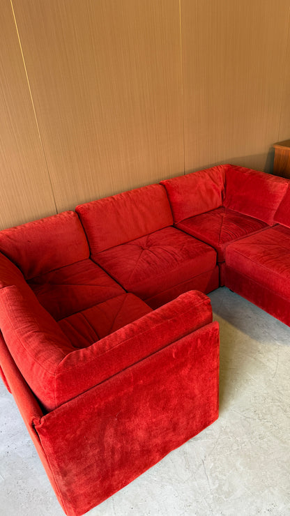 Vintage Red Modular Sectional Sofa
