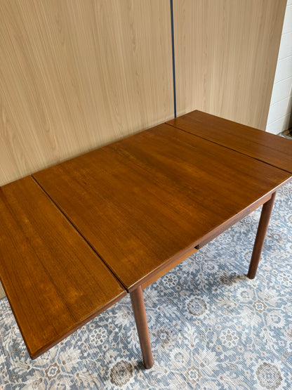 Refinished Teak Square Expanding Dining Table