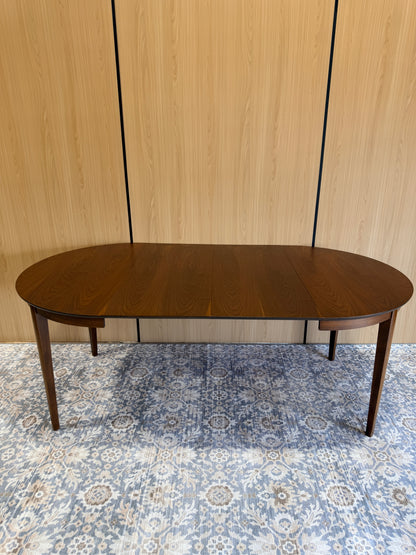 Vintage Round Walnut Dining Table with Two Leaves