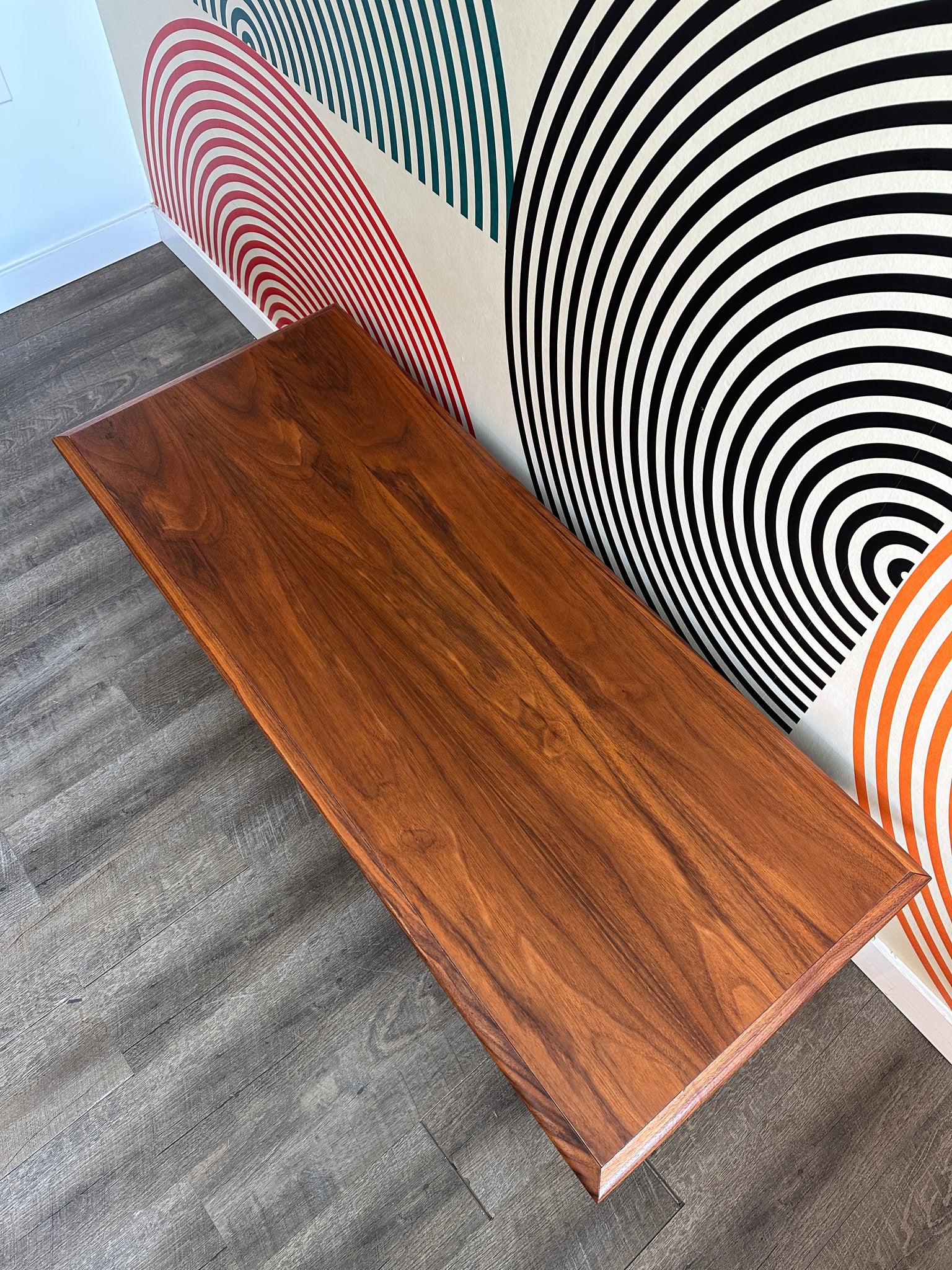 Vintage Walnut Coffee Table with a Faux Drawer