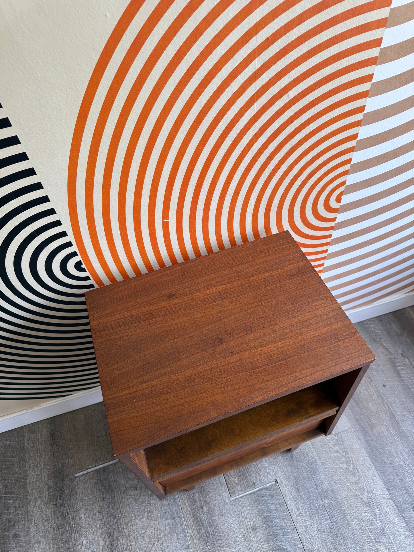 Vintage Walnut Nightstand Table