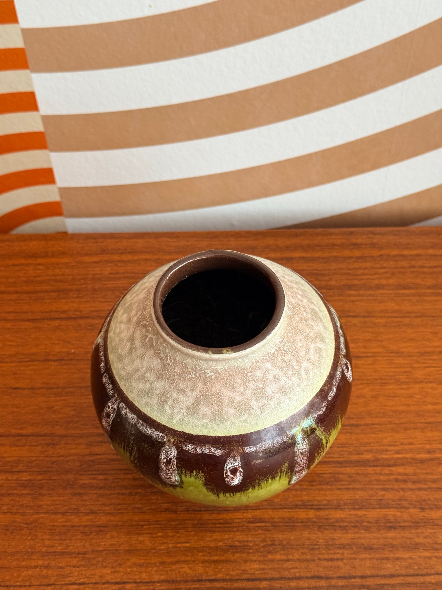 Vintage W. German Green and Brown Vase