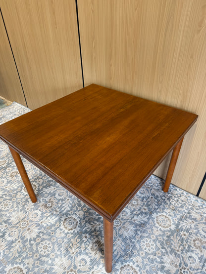 Refinished Teak Square Expanding Dining Table