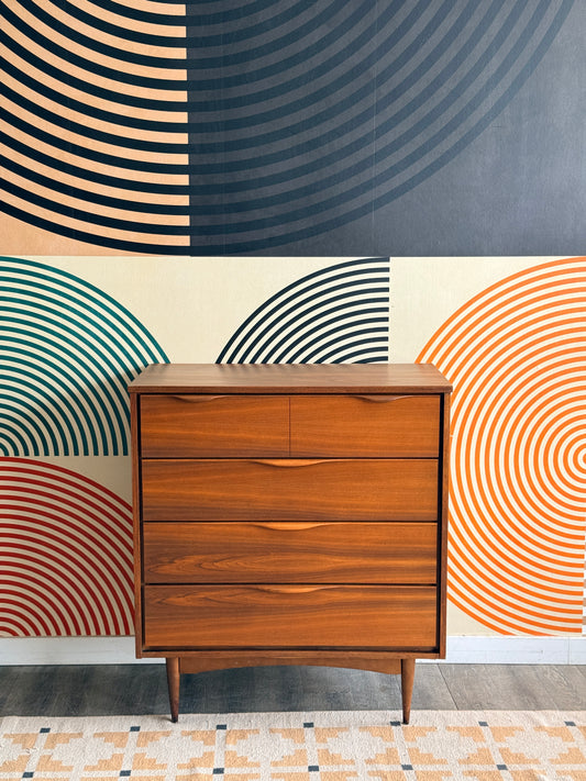 Vintage Walnut Tallboy Dresser