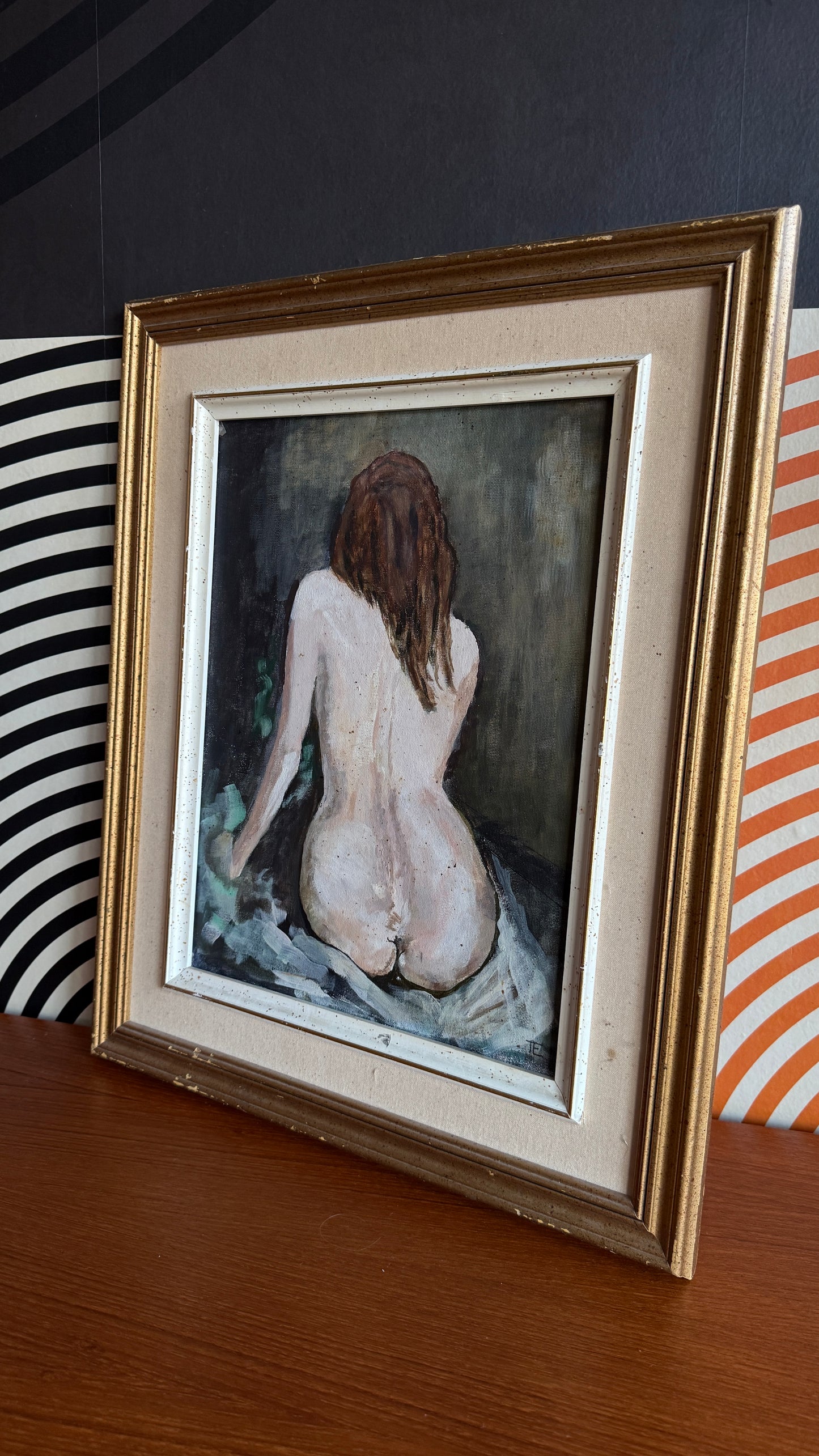 Signed and Framed Artistic Back Portrait of Woman
