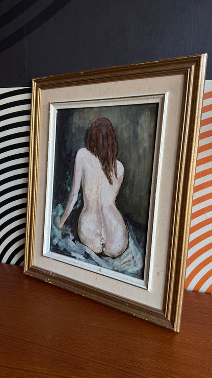 Signed and Framed Artistic Back Portrait of Woman