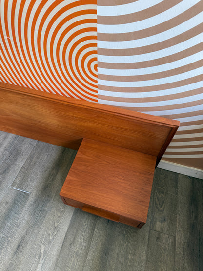 Queen Size Teak Headboard with Floating Nightstands