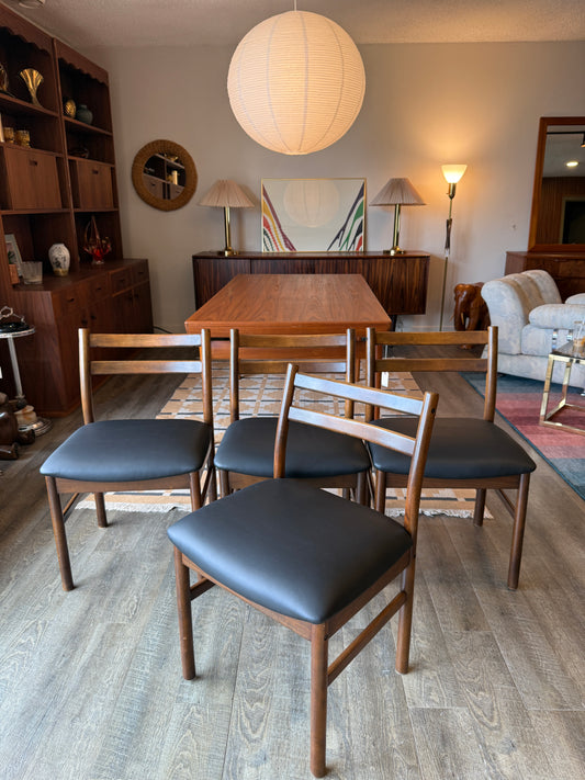 Set of 4 Vintage Dining Chairs with Newly Upholstered Seats