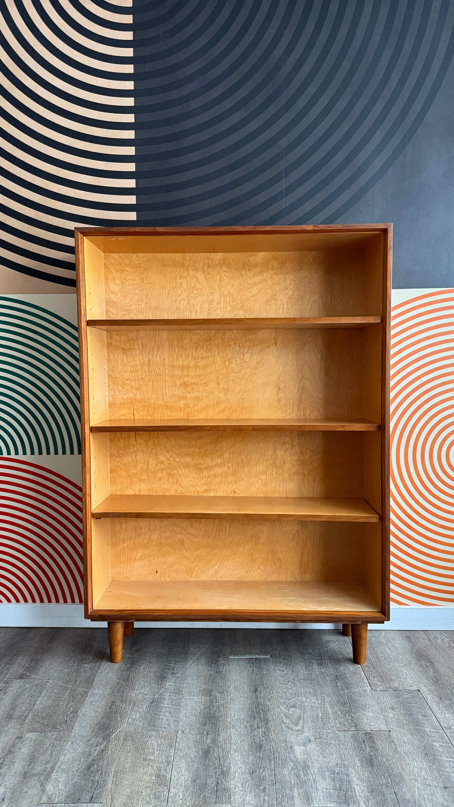 Tall Vintage Walnut Bookcase